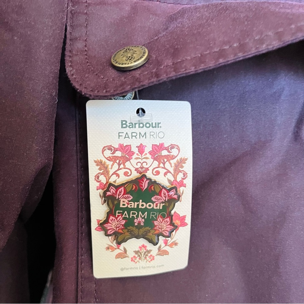 Barbour Farm Rio Thais Waxed Jacket Bow Details Cropped Oversized - Picture 8 of 12